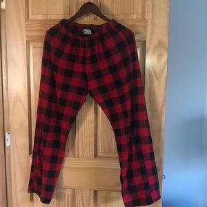 Boys Large (14-16) Red Plaid Fleece PJ Bottoms